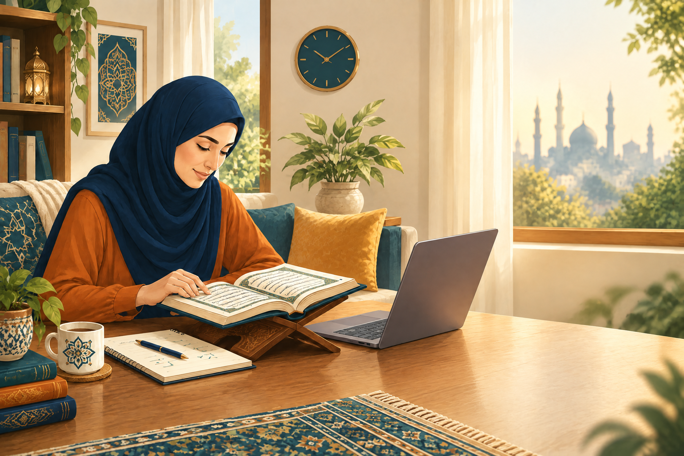 Adult learner following a Quran reading and Tajweed study plan