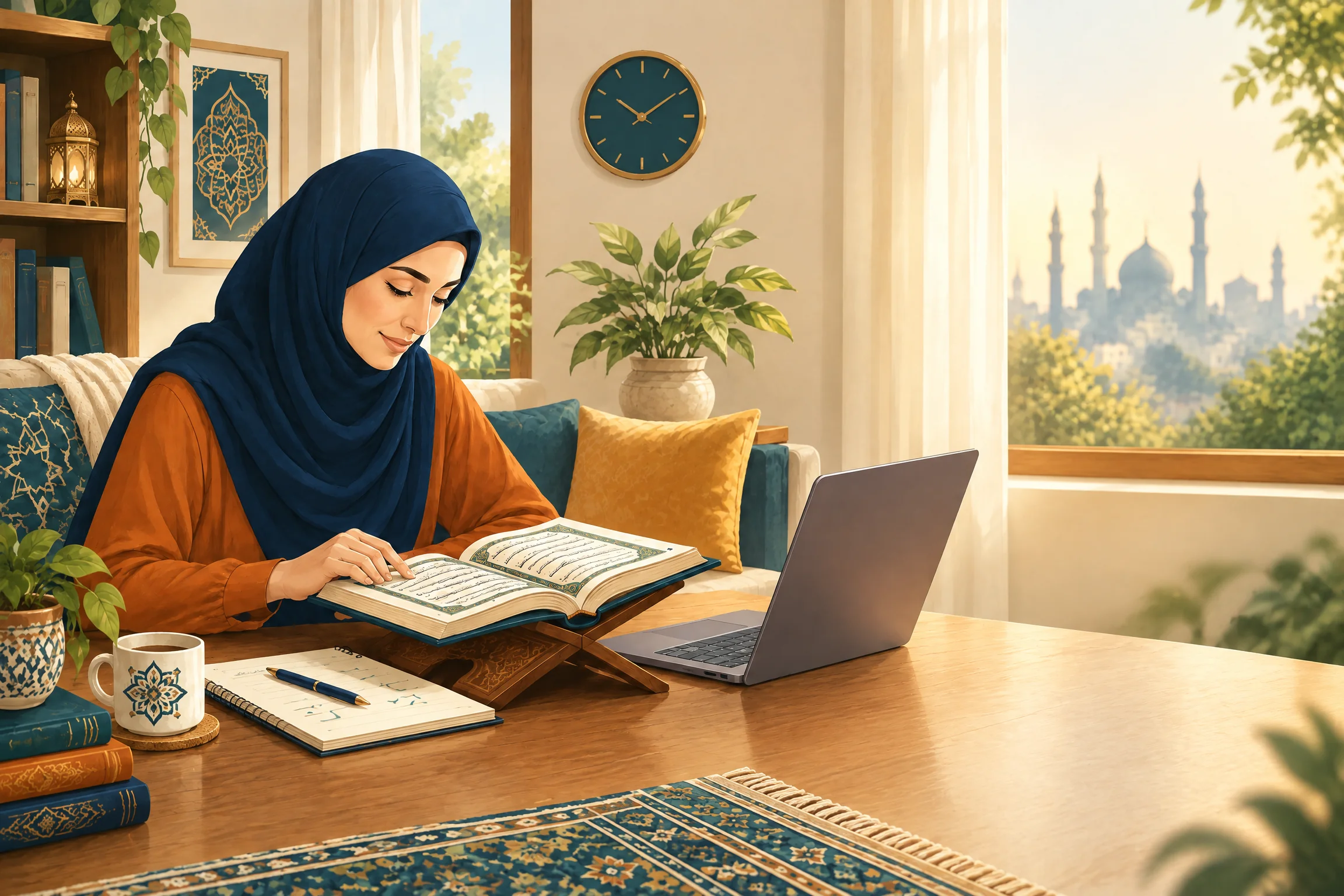 Adult learner following a Quran reading and Tajweed study plan