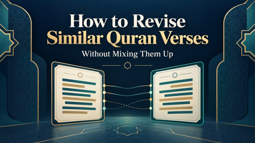 How to revise similar Quran verses without mixing them up — paired passages and geometric comparison lines